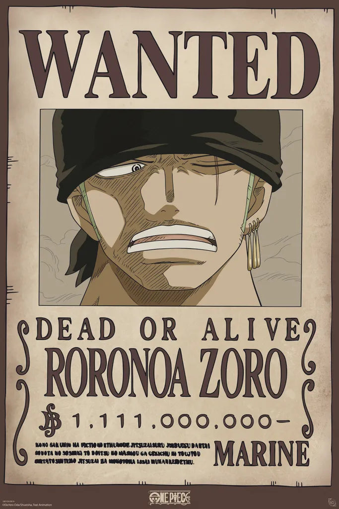 Poster One Piece Wanted Zoro