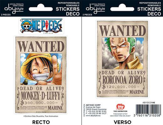 ONE PIECE STICKER 16X11 WANTED LUFF